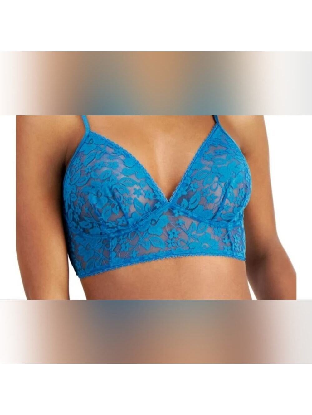 NWT INC International Concepts Blue Lace Wireless Bralette Bra Size L